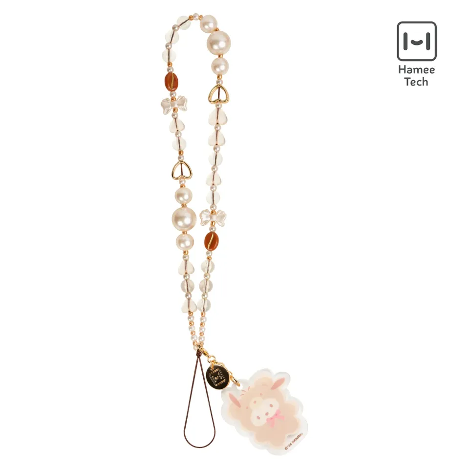 Hello Kitty Pochacco Latte Bear perlepyntet mobilrem med avtakbar charm