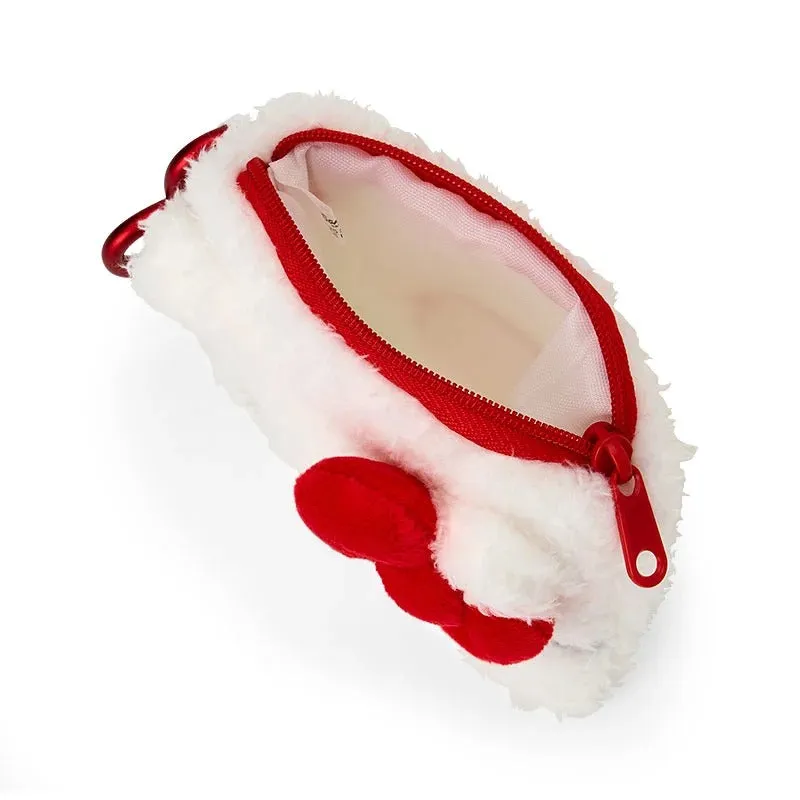 Hello Kitty Fuzzy Mini Zipper Pouch liten pung med karabin