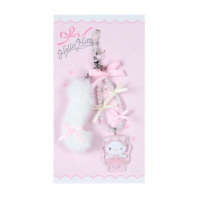 Hello Kitty Ballet Kitten Series Beaded Smartphone Charm mobilanheng