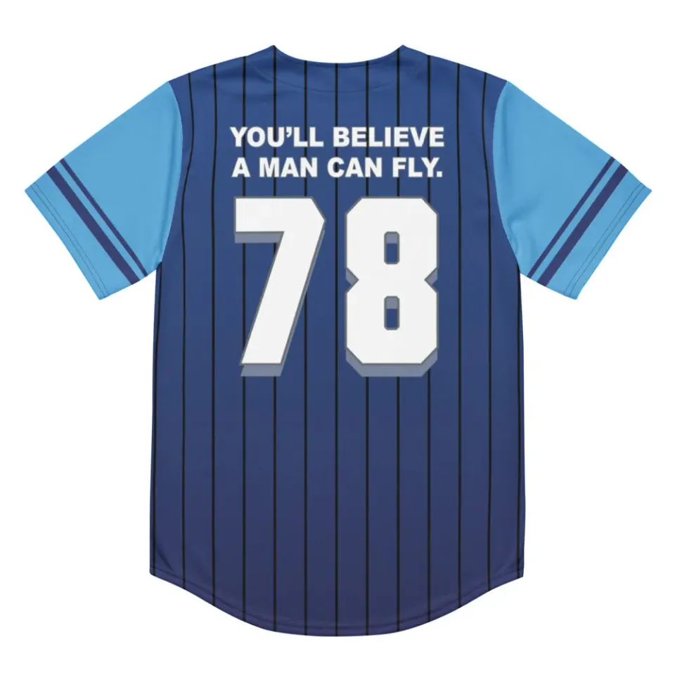 Batman Superman: The Movie You'll Believe a Man Can Fly Baseball Jersey trøye