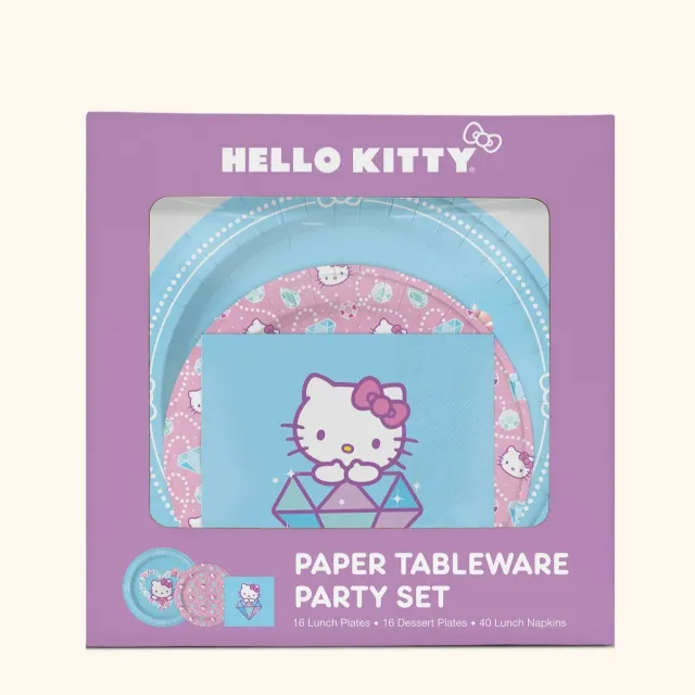 Hello Kitty Bejeweled Paper Tableware Party Set festsett til bursdag