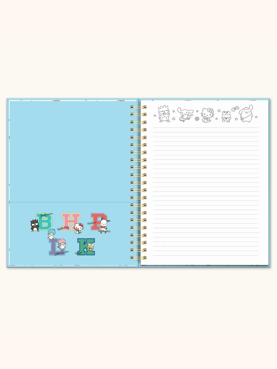 Hello Kitty and Friends x Studio Oh! College Letters Blue spiralnotatbok ekstra stor