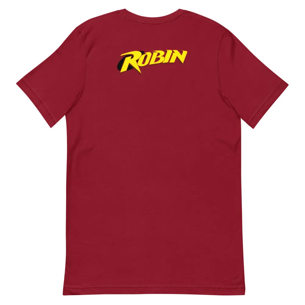 Batman ROBIN (Tim Drake) ‘90s “R” Logo T-skjorte Cardinal eller rød bomull