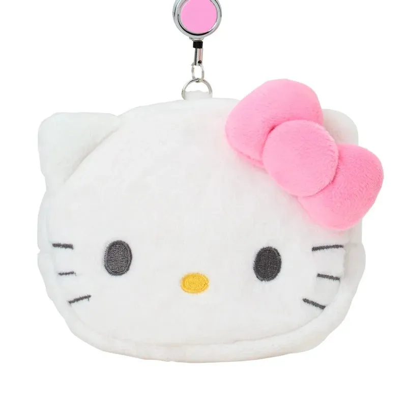 Hello Kitty kortholder i plysj med uttrekkbar snor