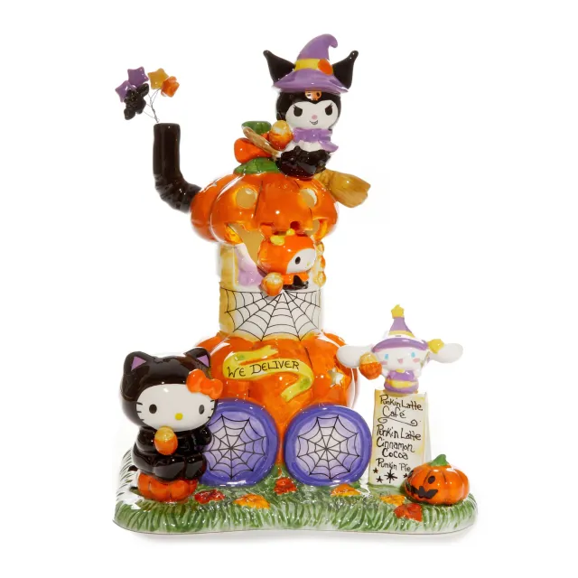 Hello Kitty and Friends Pumpkin Café Latte Candle House keramikklysestake håndmalt
