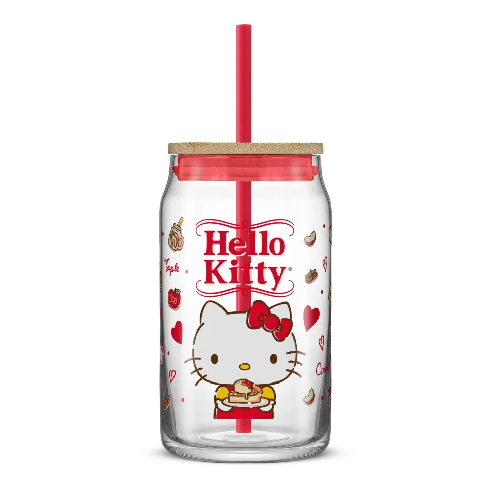 Hello Kitty Favorite Flavor Lidded Glass Tumbler glass med lokk 473 ml