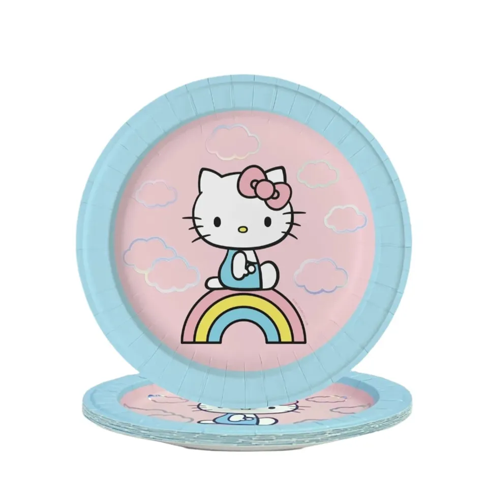 Hello Kitty x Studio Oh! Rainbow Skies Luncheon Plates papptallerkener 16 stk