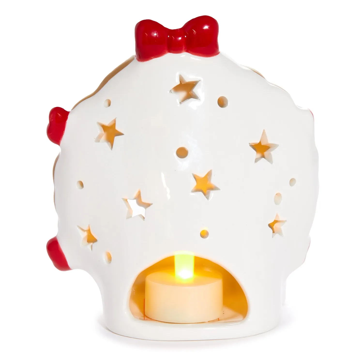 Hello Kitty Holiday Wreath keramisk telysholder kun LED-lys