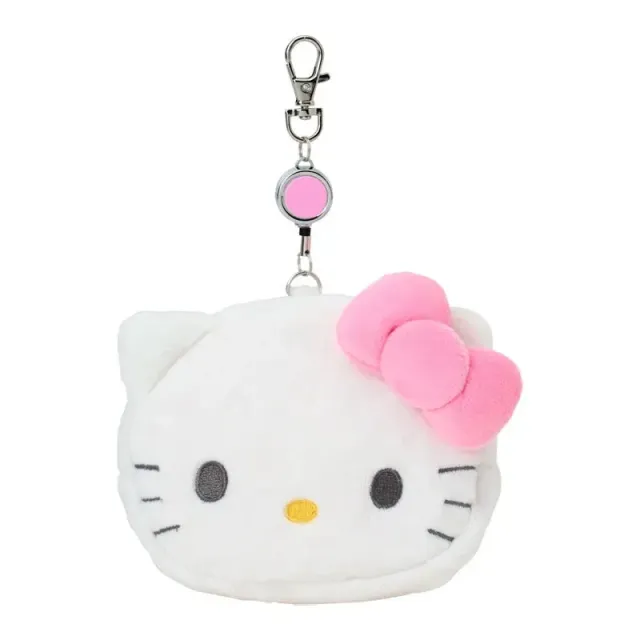 Hello Kitty kortholder i plysj med uttrekkbar snor