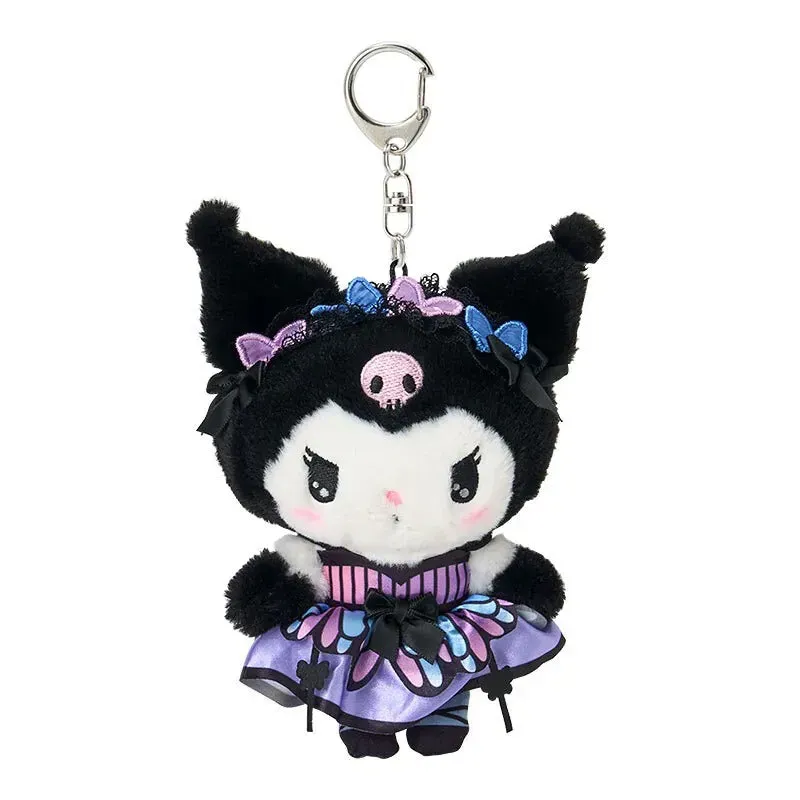Hello Kitty Monarch Butterfly Kuromi plysj nøkkelring med sommerfugldetaljer