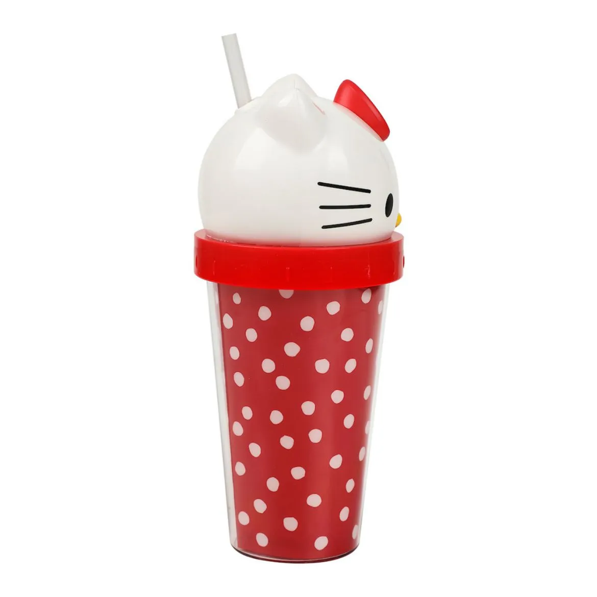 Hello Kitty 3D Face Travel Tumbler reisekopp Dots 16 oz dobbelvegg