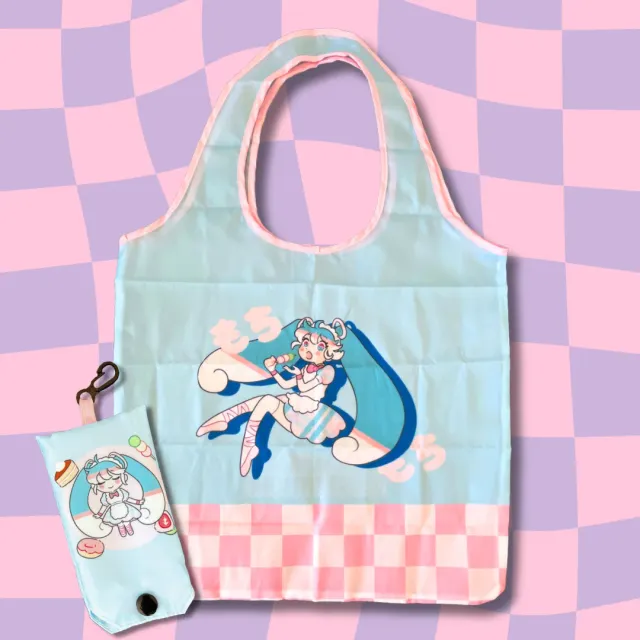 Kururu4ever Mochi Miku sammenleggbar handlenett fargerikt