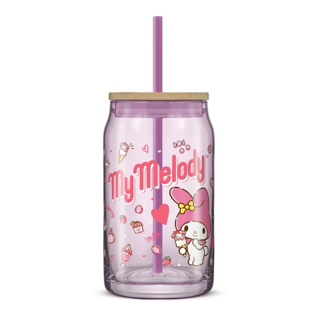 Hello Kitty My Melody Favorite Flavor glass med lokk 473 ml