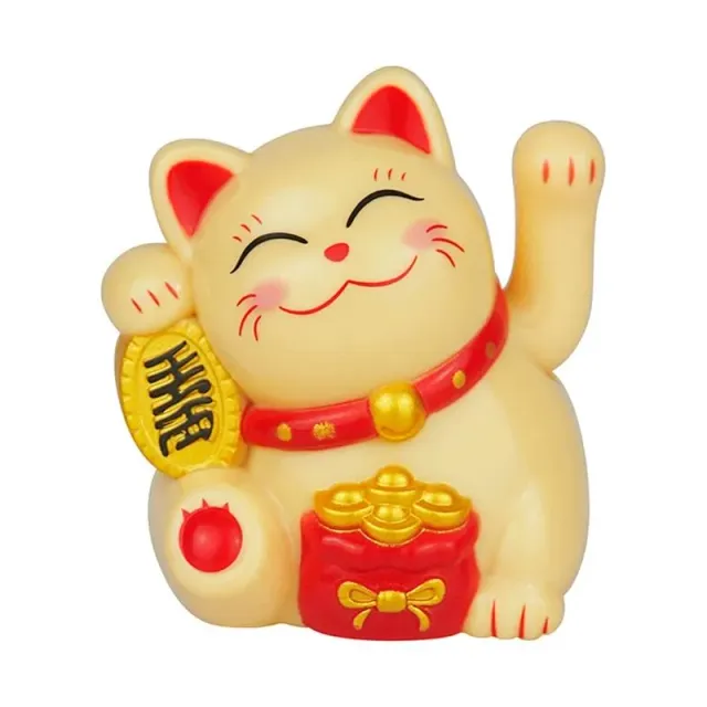 Neo Tokyo Maneki Neko Mini Lucky Cat beige smilende solcellefigur 5 cm