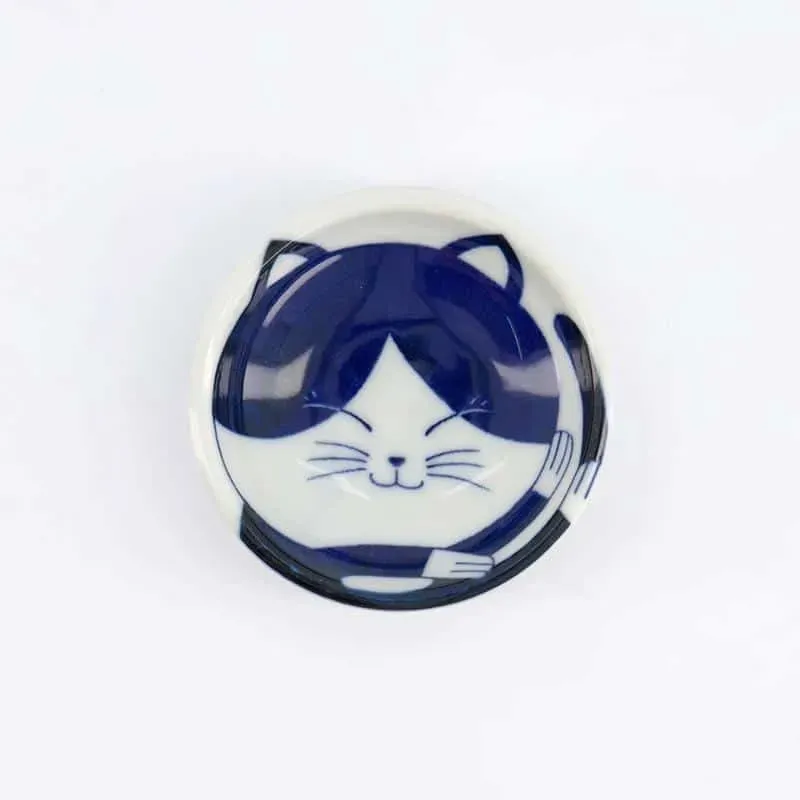 Neo Tokyo Japanese Porcelain Sauce Plate Smiling Cat Face 7,5 cm skål
