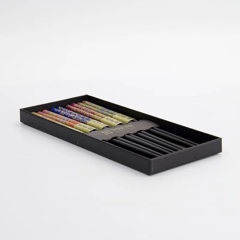 Neo Tokyo Golden Leaf Pattern spisepinner 5 par bambus