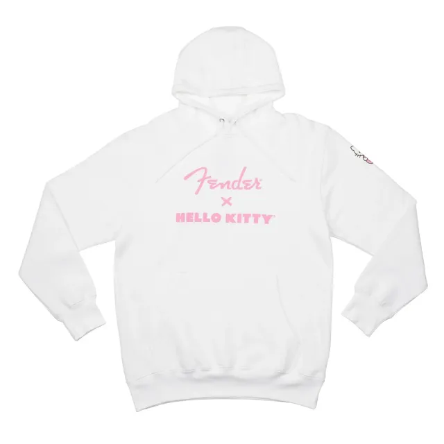 Hello Kitty x Fender White Sleeve Logo Hoodie hvit S–XL fleece
