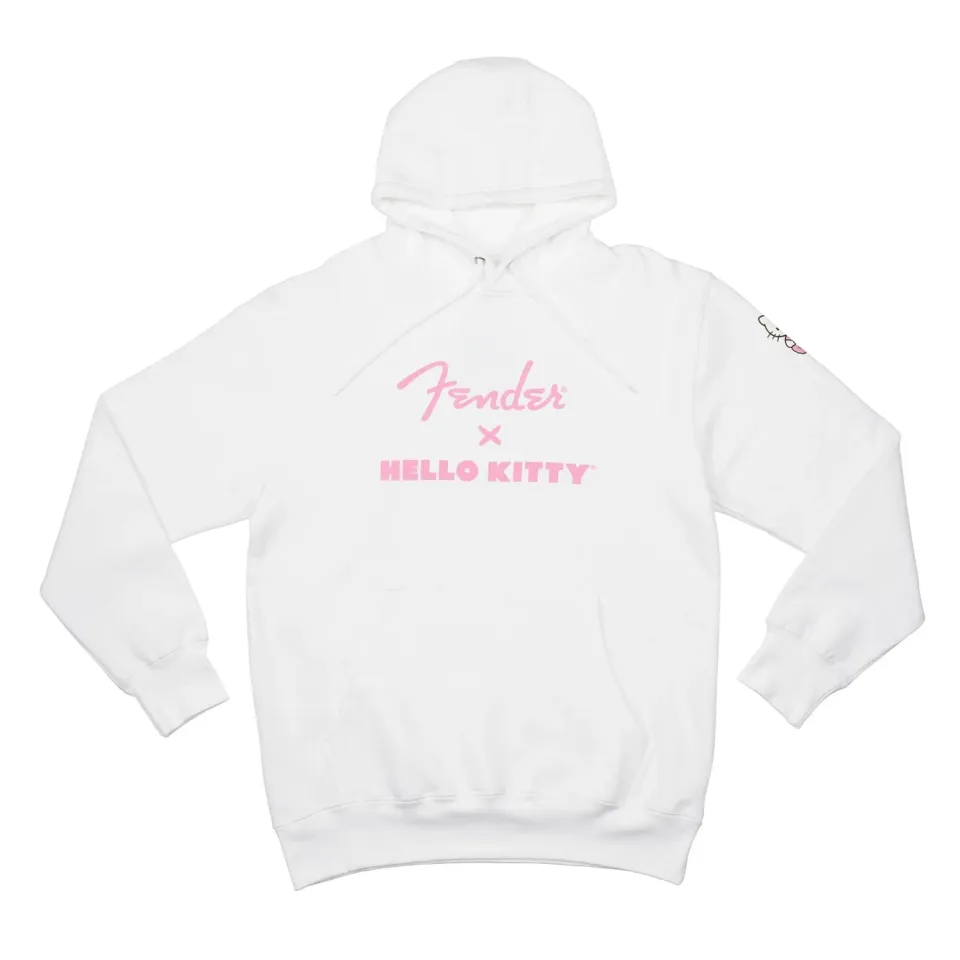 Hello Kitty x Fender White Sleeve Logo Hoodie hvit S–XL fleece