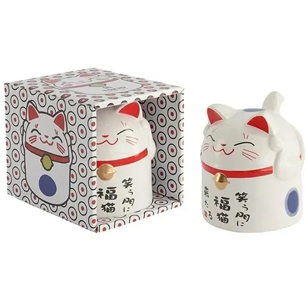 Neo Tokyo Japanese White Lucky Cat Figure Mug kopp blå 350 ml