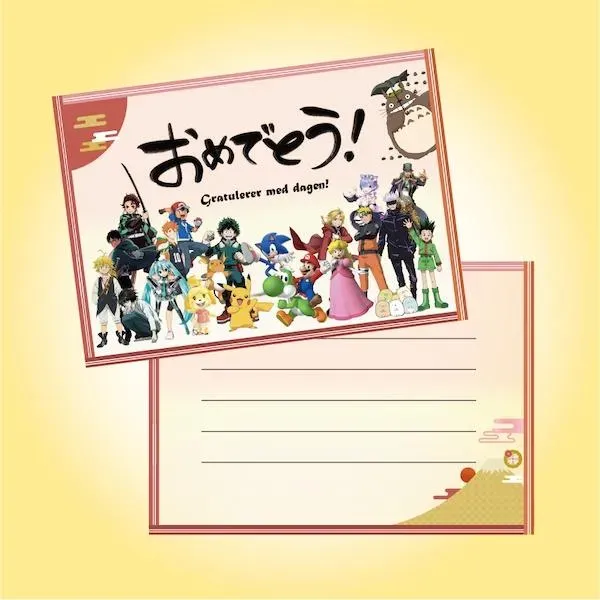 Neo Tokyo Postcard Japanese Birthday Card Characters bursdagskort