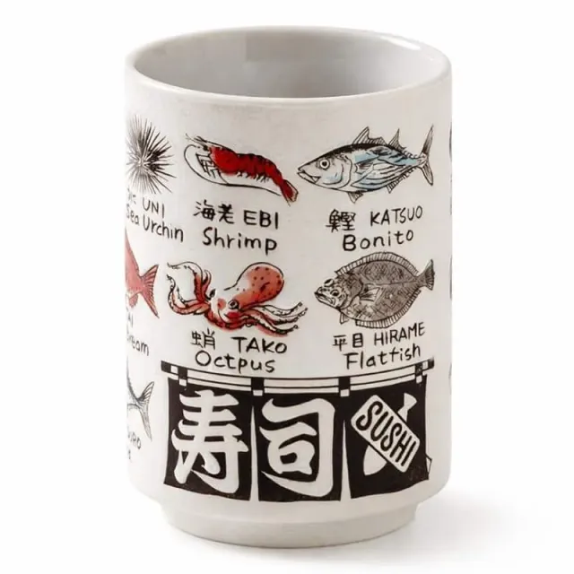 Neo Tokyo Japanese Porcelain Teacup Fish & Sushi 260 ml porselen