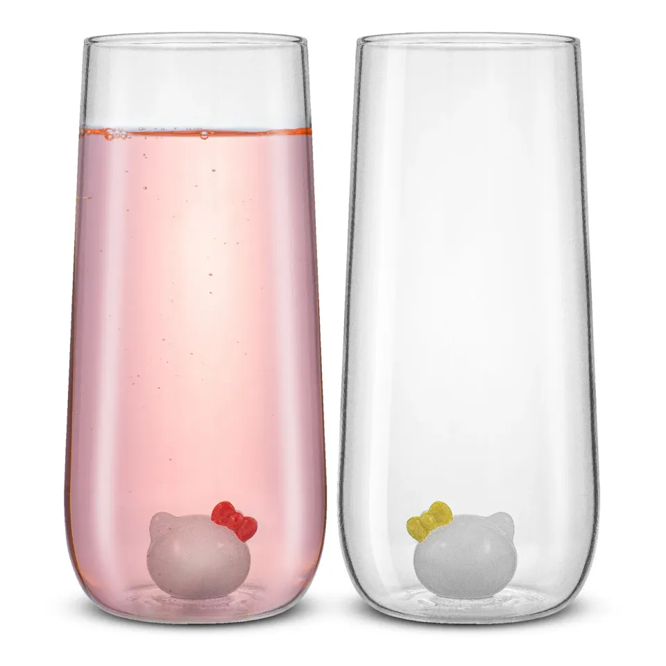 Hello Kitty and Mimmy 3D Icon Tall Drinking Glasses drikkeglass 2-pakning