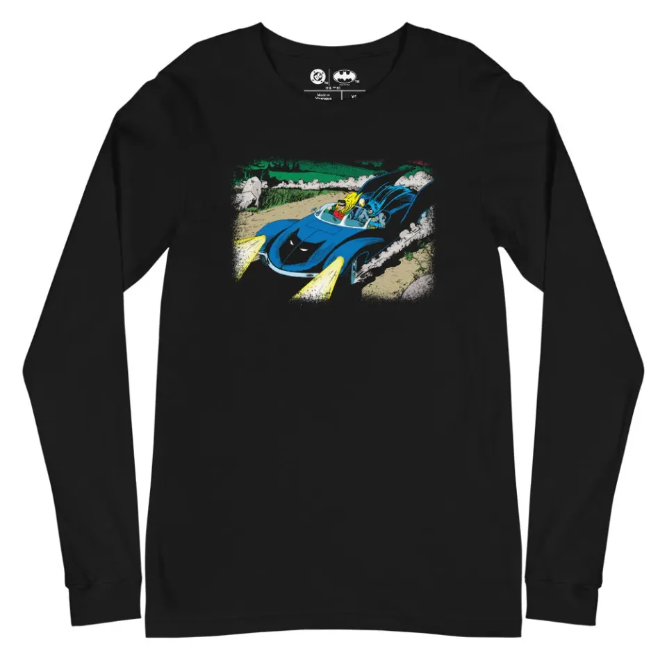 Batman Silver Age Batmobile langermet T-skjorte svart