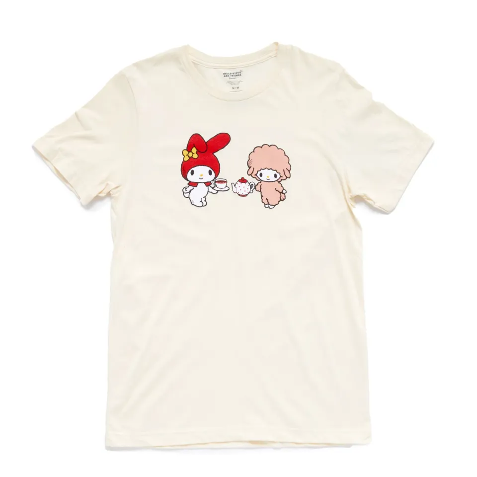 Hello Kitty My Melody & My Sweet Piano Adult Tea Time Cheers Tee T-skjorte ivory