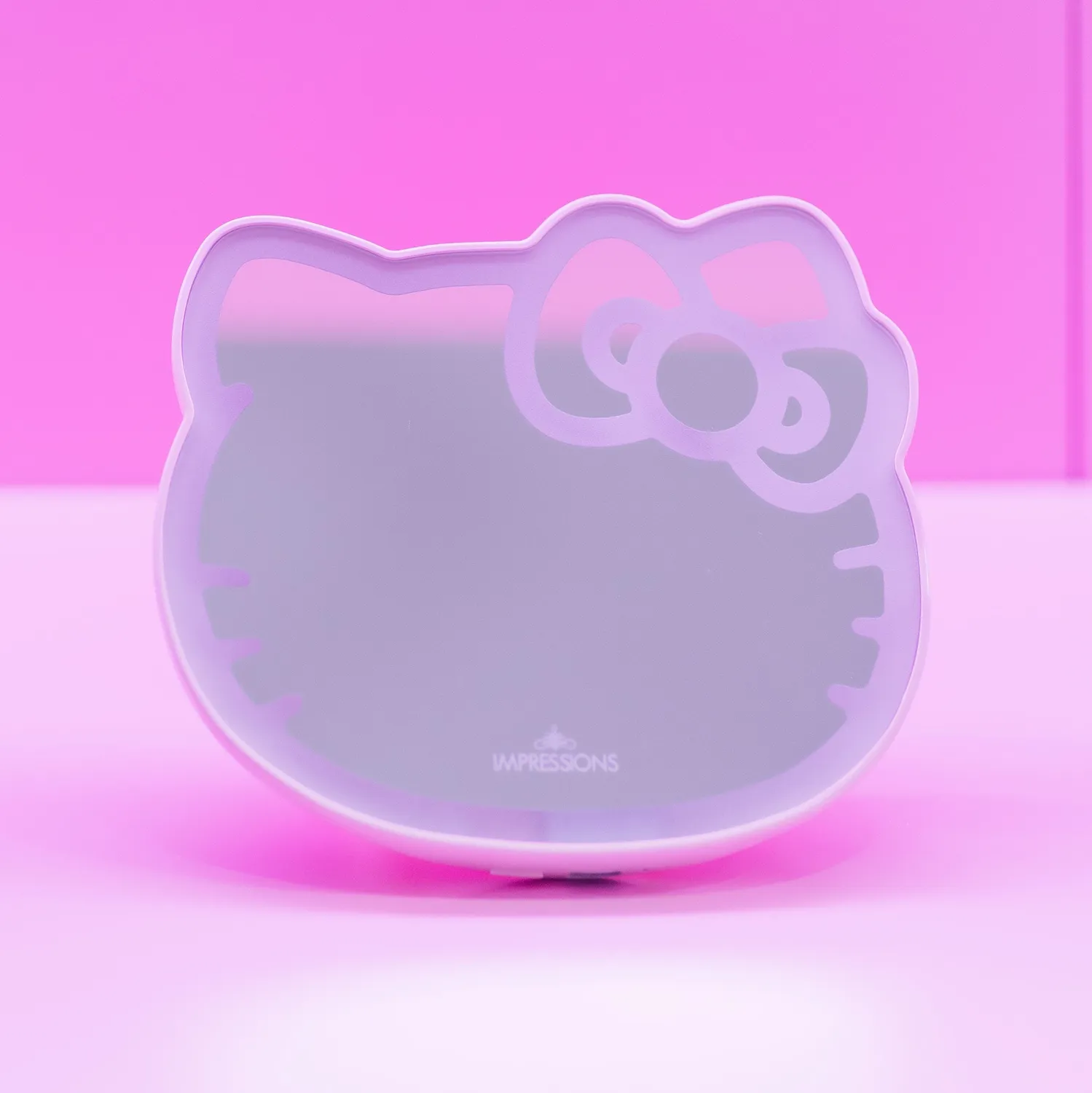 Hello Kitty x Impressions Vanity lommespeil med ringstativ rosa hvit LED