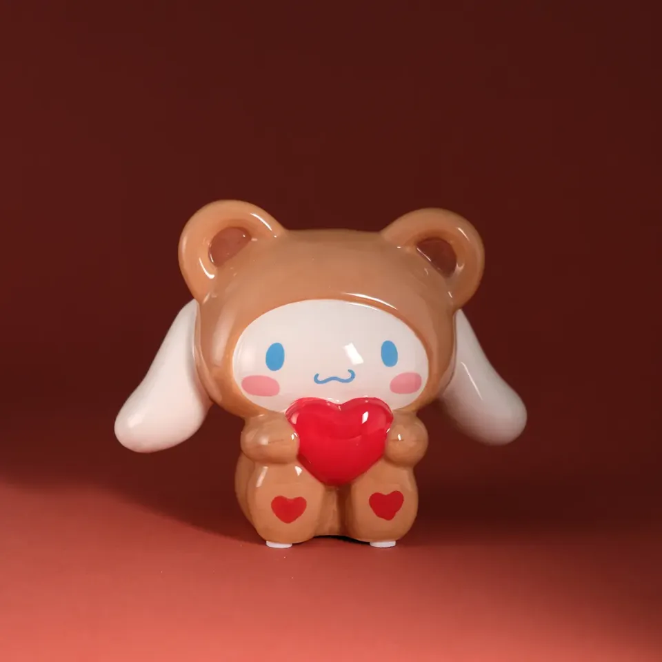 Hello Kitty Cinnamoroll & Teddy Bear Love keramikkfigur håndmalt