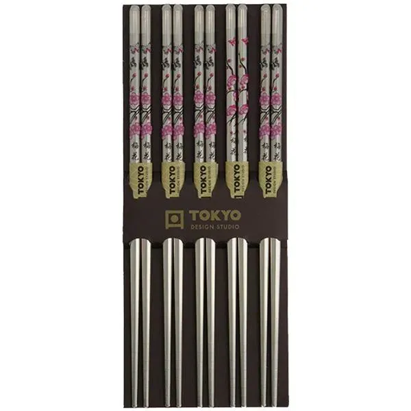 Neo Tokyo Chopsticks Sakura spisepinner 5 par 22,5 cm stål
