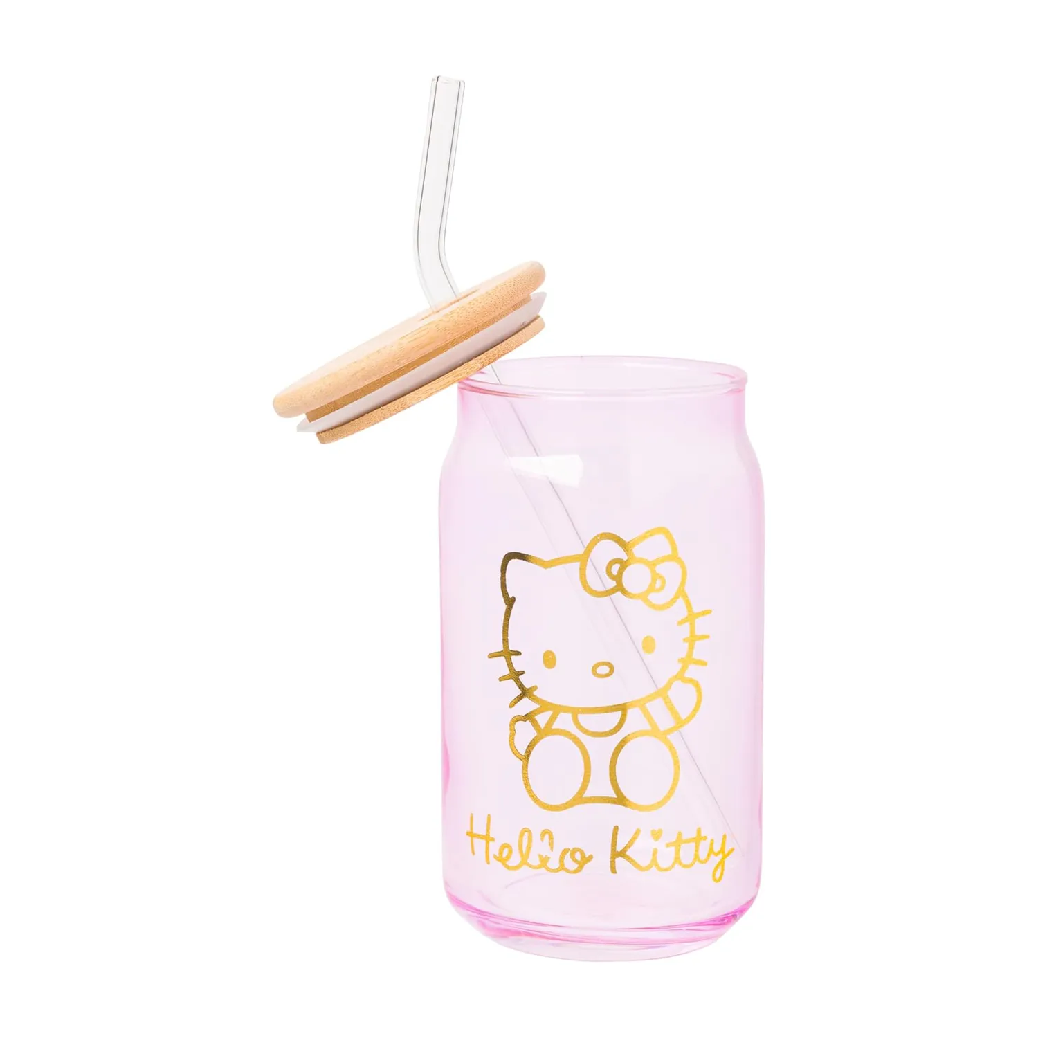 Hello Kitty Pink Glass Jar Tumblers glasskrus med bambuslokk 2-pakning