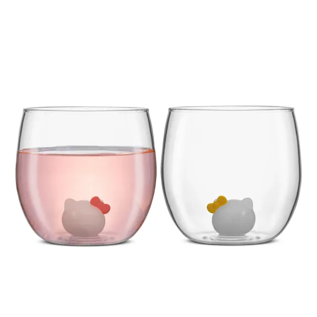 Hello Kitty Hello Kitty and Mimmy 3D Icon Short Drinking Glasses, 2-pakning