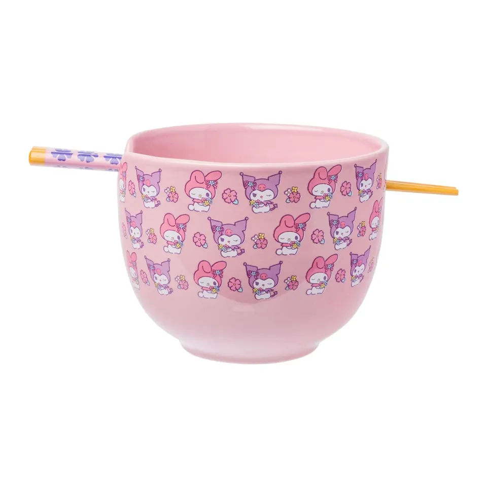 Hello Kitty My Melody & Kuromi Ramenbolle med spisepinner 20 oz keramikk