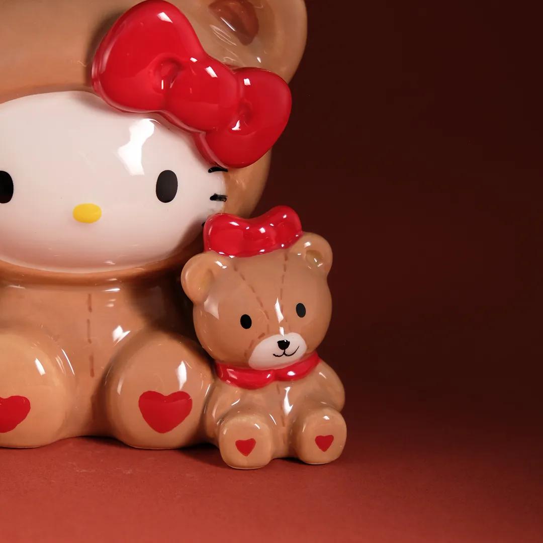 Hello Kitty & Teddy Bear Love keramikkfigur med håndmalte detaljer
