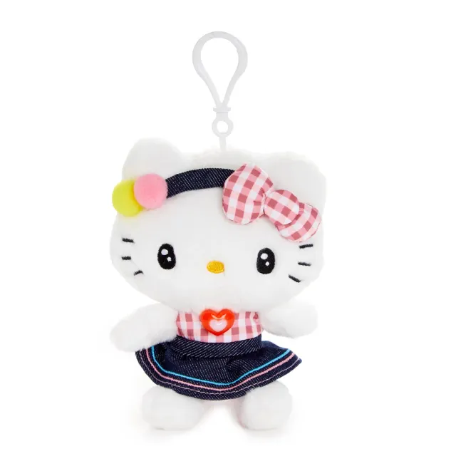 Hello Kitty Retro Denim Series maskot med klips, 15 cm
