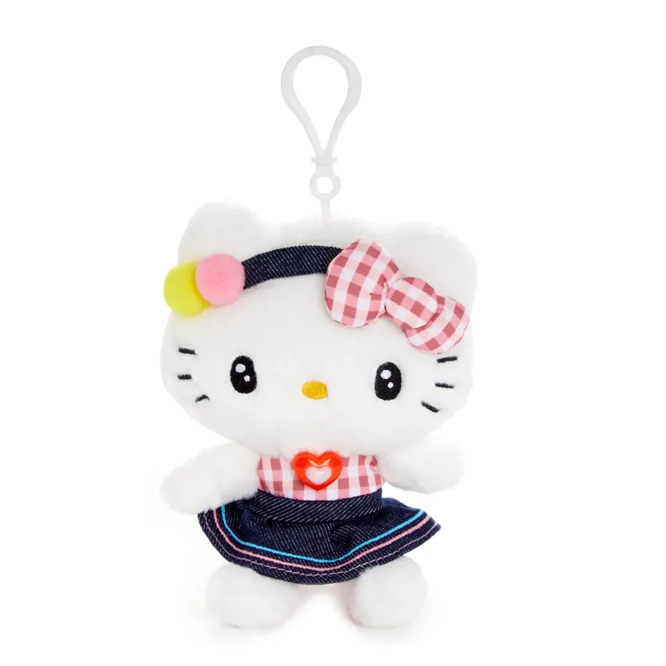 Hello Kitty Retro Denim Series maskot med klips, 15 cm