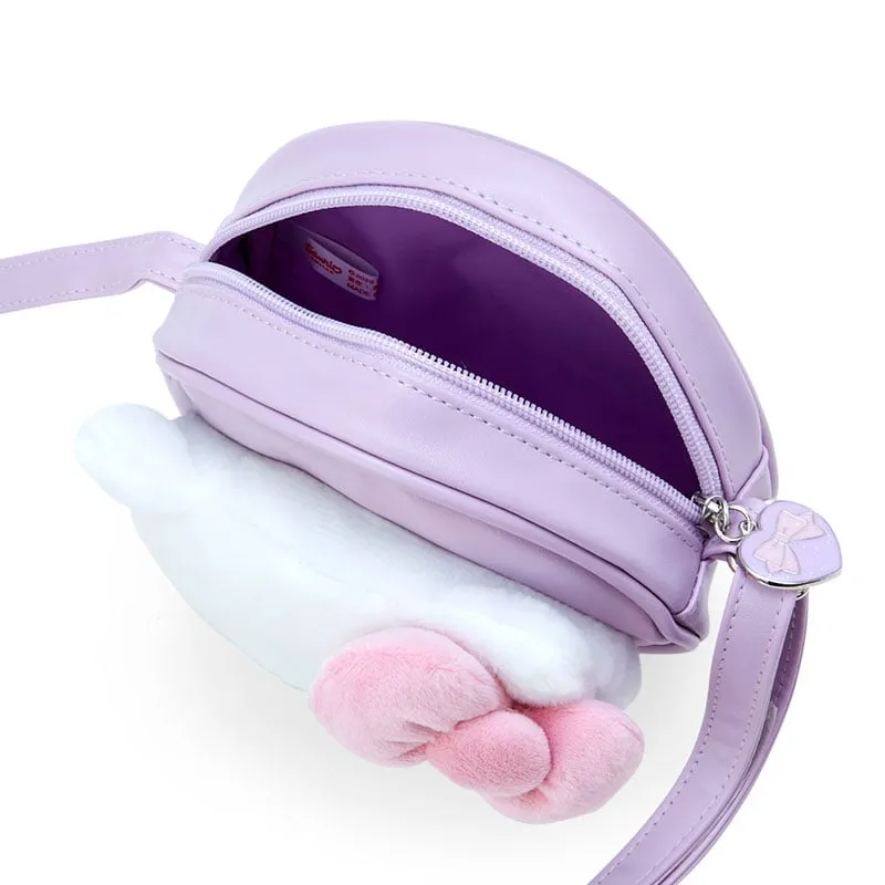Hello Kitty rund crossbody-veske i plysj med justerbar reim