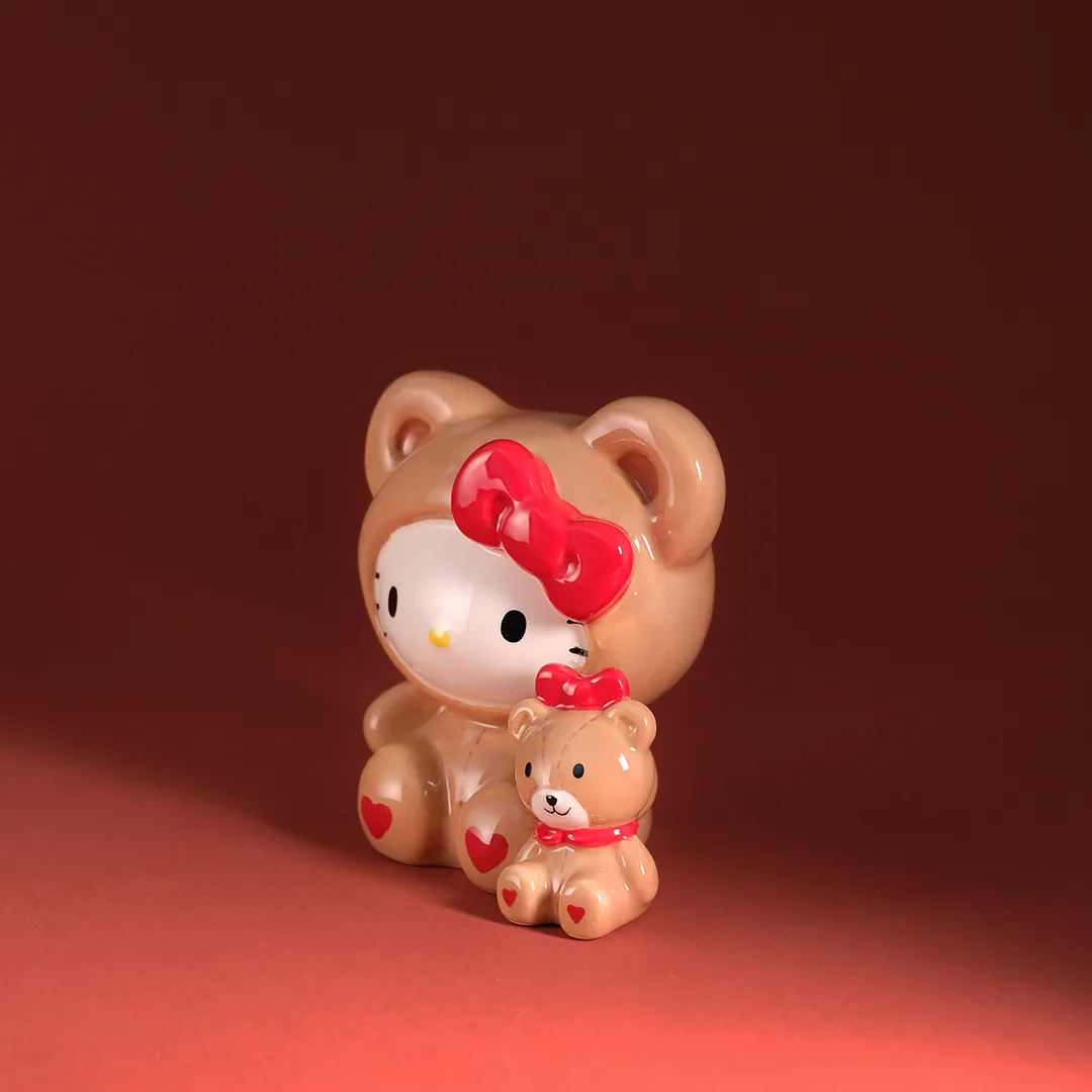 Hello Kitty & Teddy Bear Love keramikkfigur med håndmalte detaljer