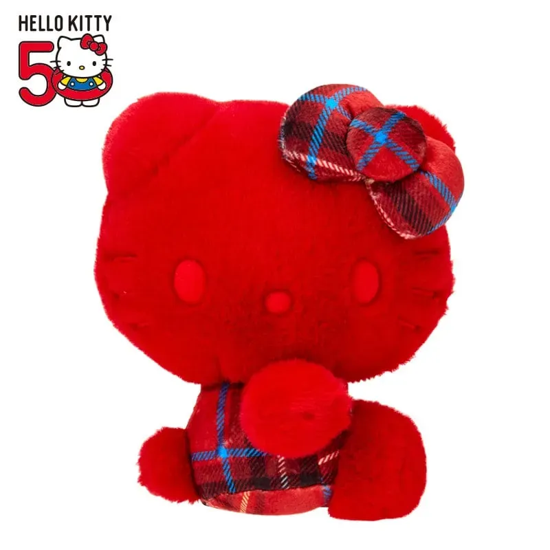 Hello Kitty 50th Anniv. Plush Mascot kosedyr rød tartan