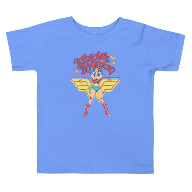 Batman WONDER WOMAN Amazing Amazon Toddler T-skjorte Heather Columbia Blue, White 2T–5T bomull