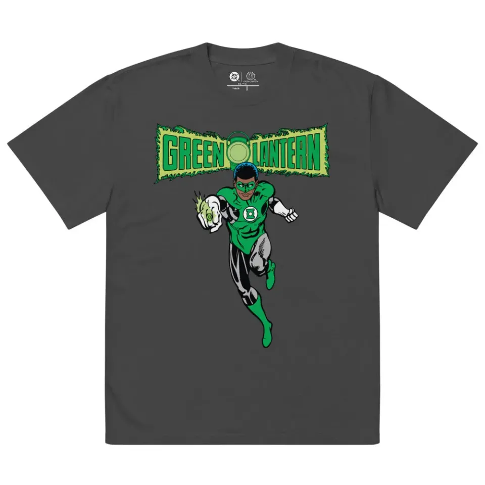 Batman Green Lantern John Stewart T-skjorte Faded Black oversized