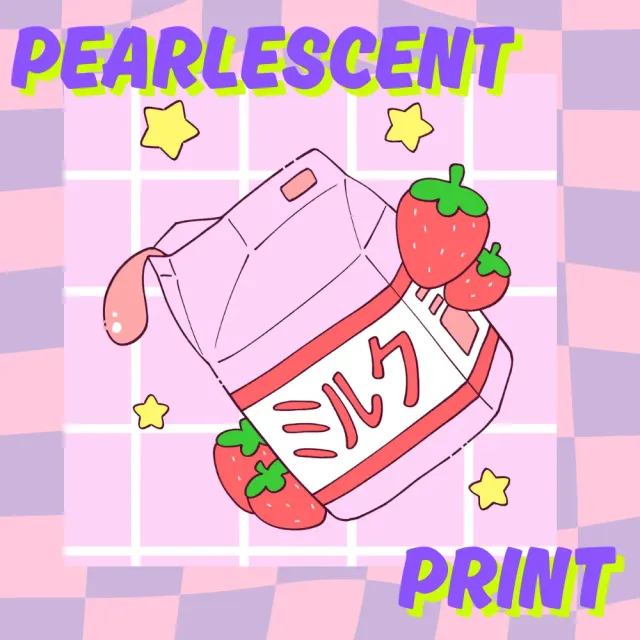 Kururu4ever Pearlescent Print Strawberry Milk kunsttrykk perlemor