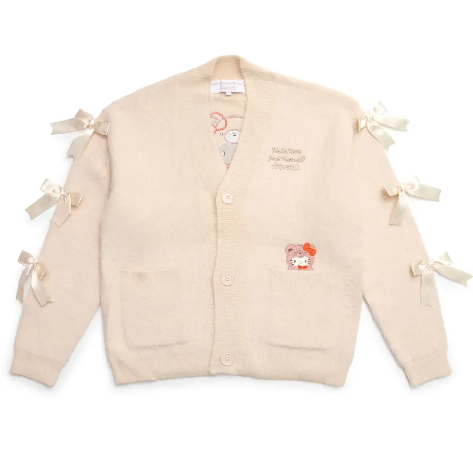Hello Kitty Cozy Kuma JapanLA cardigan krem S–XXL broderi