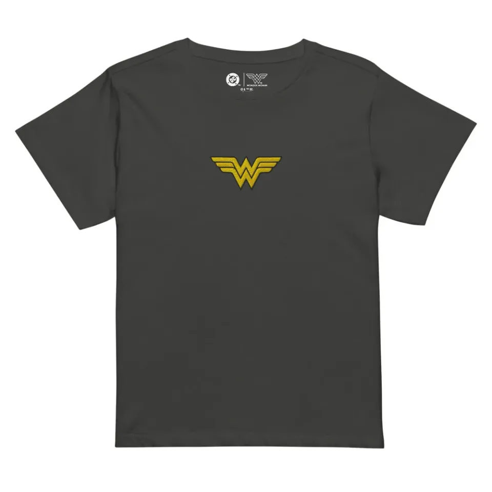 Batman Wonder Woman Logo brodert høywaist T-skjorte dame