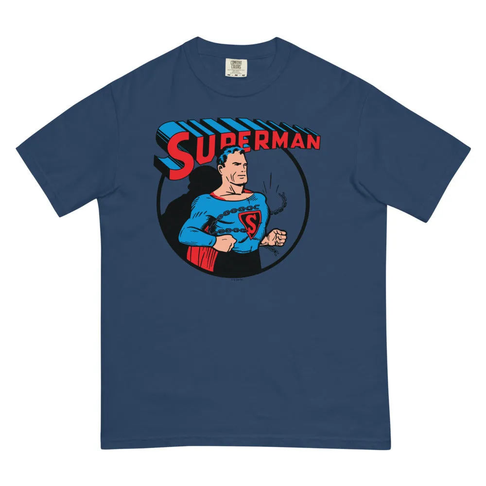 Batman SUPERMAN Breaking Chains Comfort Colors T-skjorte rød, marineblå, blå eller smørgul bomull