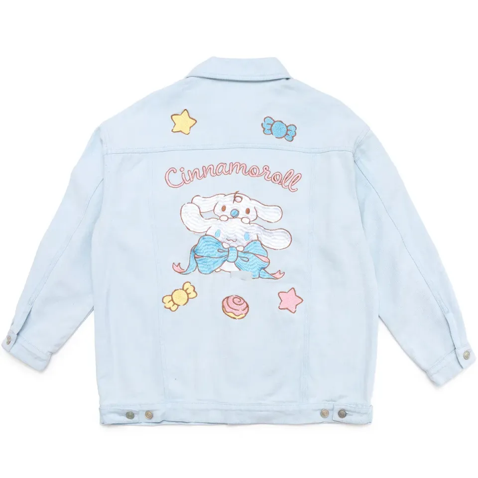 Hello Kitty Cinnamoroll x JapanLA Ribbons denimjakke blå XS–XXL broderi