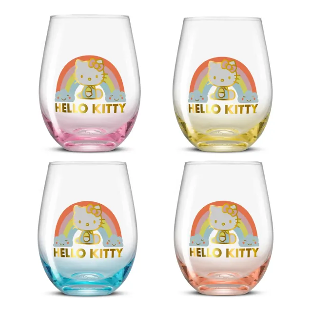 Hello Kitty Sweet Rainbow glass uten stett 4-pakning ombre