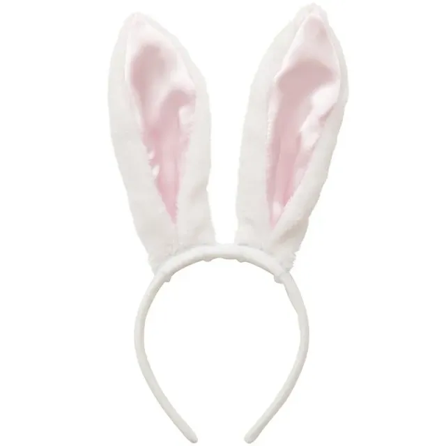 Neo Tokyo Kawaii Fashion White Rabbit Ear Headband hårbøyle hvit med klar stein