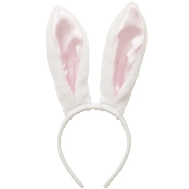 Neo Tokyo Kawaii Fashion White Rabbit Ear Headband hårbøyle hvit med klar stein
